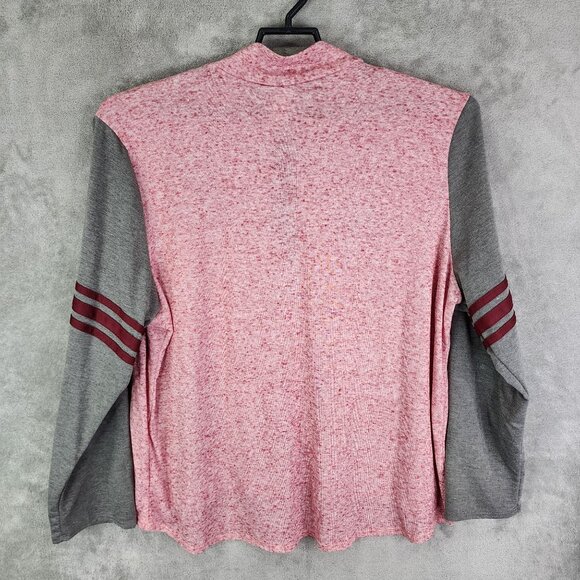 Womens Red & Gray Fame 4 Fifteen Pullover Shirt Long Sleeve Hi Lo 1/4 Zip XXL - Picture 6 of 11